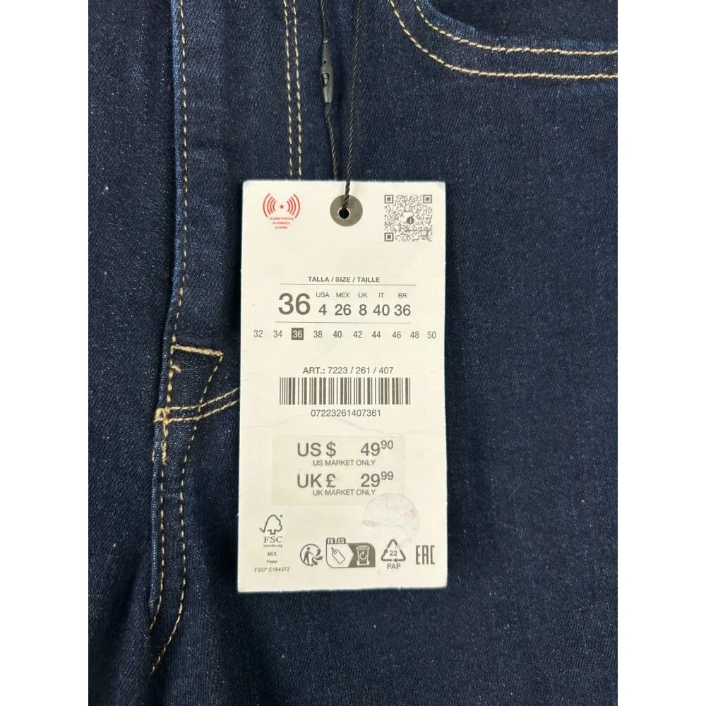 Zara Women’s US Size 4 Dark Wash Mid Rise Bootcut Jeans 33 Inch Inseam - Picture 3 of 16